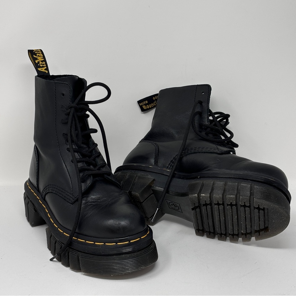DR. MARTENS Audrick Black Nappa Leather Platform 8-Eye Ankle Boots